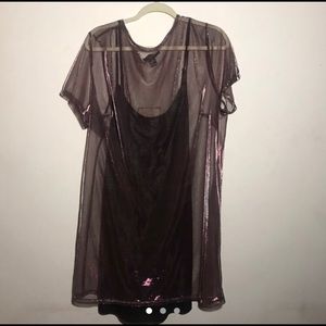 Purple iridescent dress with black slip